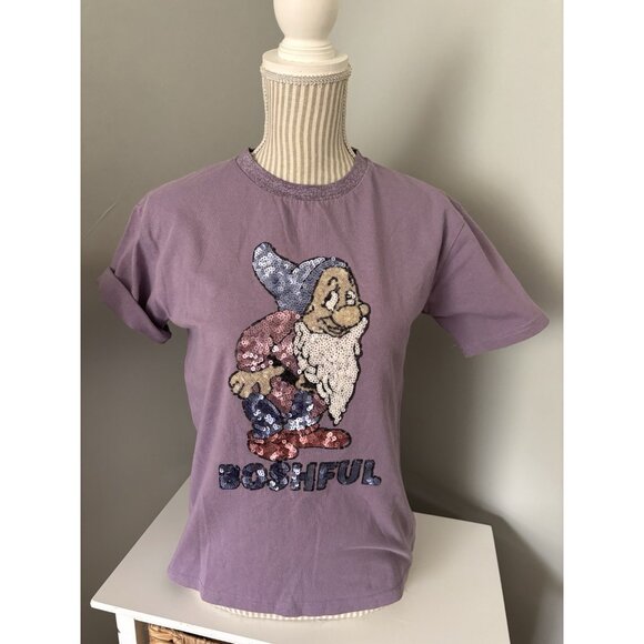 Bashful BOSHFUL Snow White & 7 Dwarfs Glitter Sequin T-Shirt Y2K - Picture 11 of 11